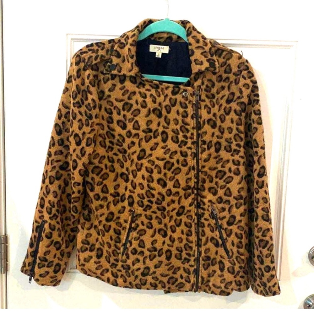 Umgee Leopard Print Teddy Jacket